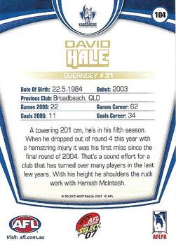 2007 Select AFL Supreme #104 David Hale Back